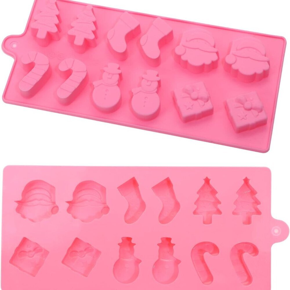 Set of 2 Psc 12-cavity Silicone Christmas Silicone Mold for Making Soap, Candle,